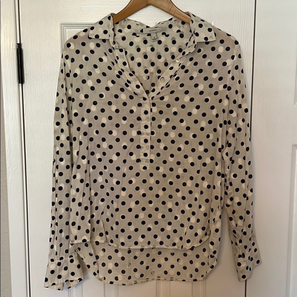 JCrew pullover polka dot top